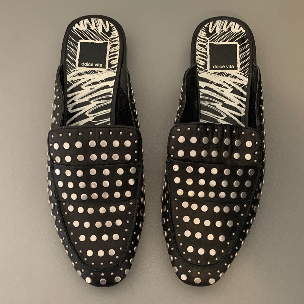 Dolce Vita Black and Silver Studded Women’s Loafers
